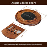 CTFT Cheese Board Set Charcuterie Boards Acacia Round Platter Serving Tray Charcuttery Meat Platter with Knife Set with Marble Plate Gifts for Mother’s Day Housewarming Christmas Wedding Anniversary